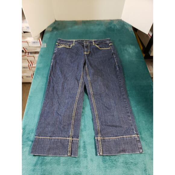 Tommy Hilfiger Jeans Size 8 Womens Blue Stretch American Hope Mid Rise Capri - Picture 1 of 14